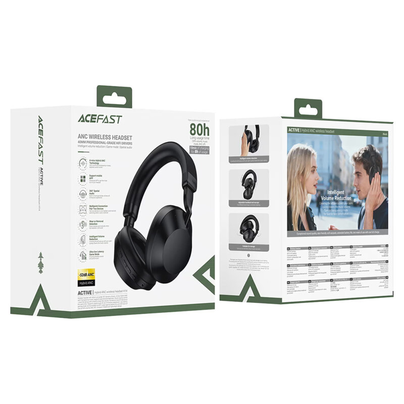 Casti over-ear BT 6.0, mod joc/cinematic, aplicatie Acefast H14