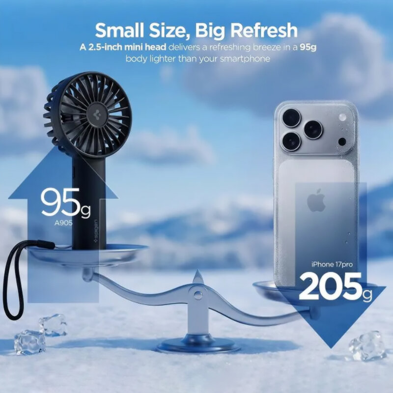 Ventilator de mana portabil premium Spigen A905, negru