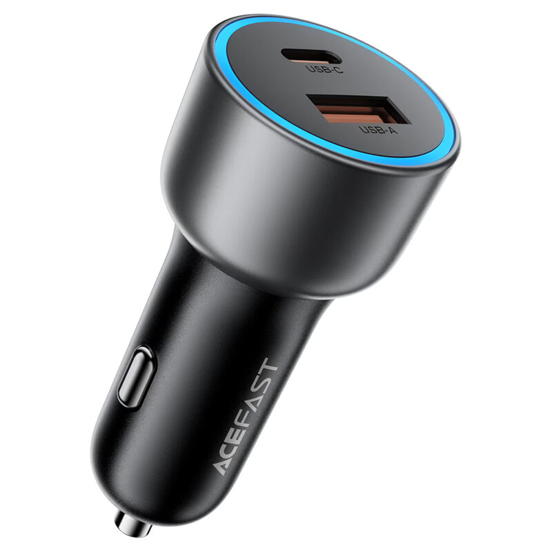Incarcator DC 12-24V USB, Type-C, 75W cu LED Acefast B21, gri
