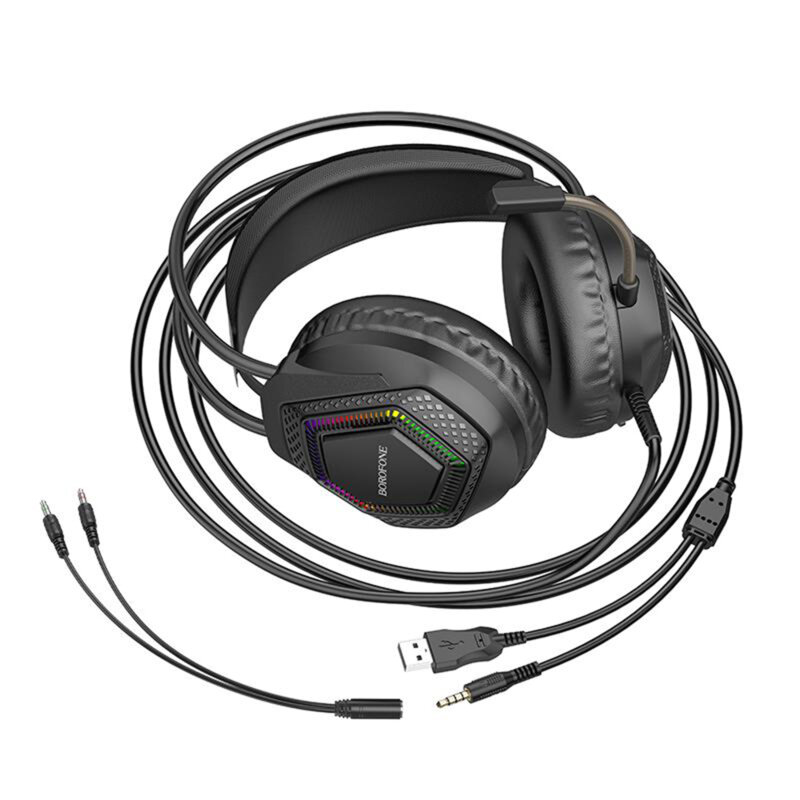 Casti gaming over-ear, microfon, USB + Jack 3.5mm, Borofone Thunder, BO105