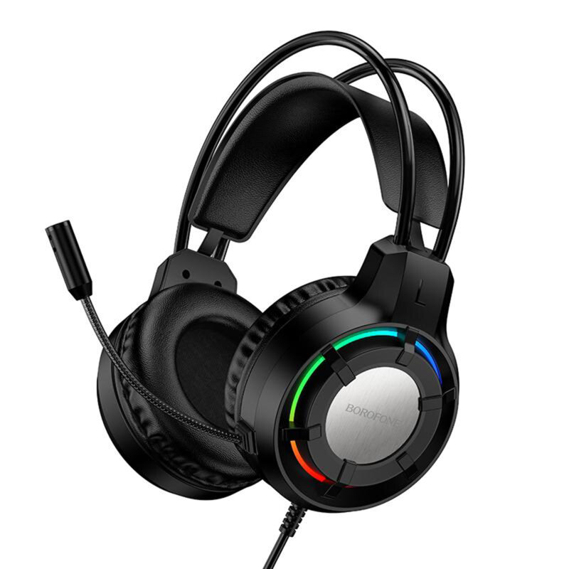 Casti gaming over-ear cu microfon, USB + Jack 3.5mm, Borofone Wave, BO112
