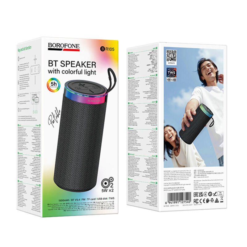 Boxa Bluetooth 10W, TWS, Radio FM, Borofone Loud, BR105