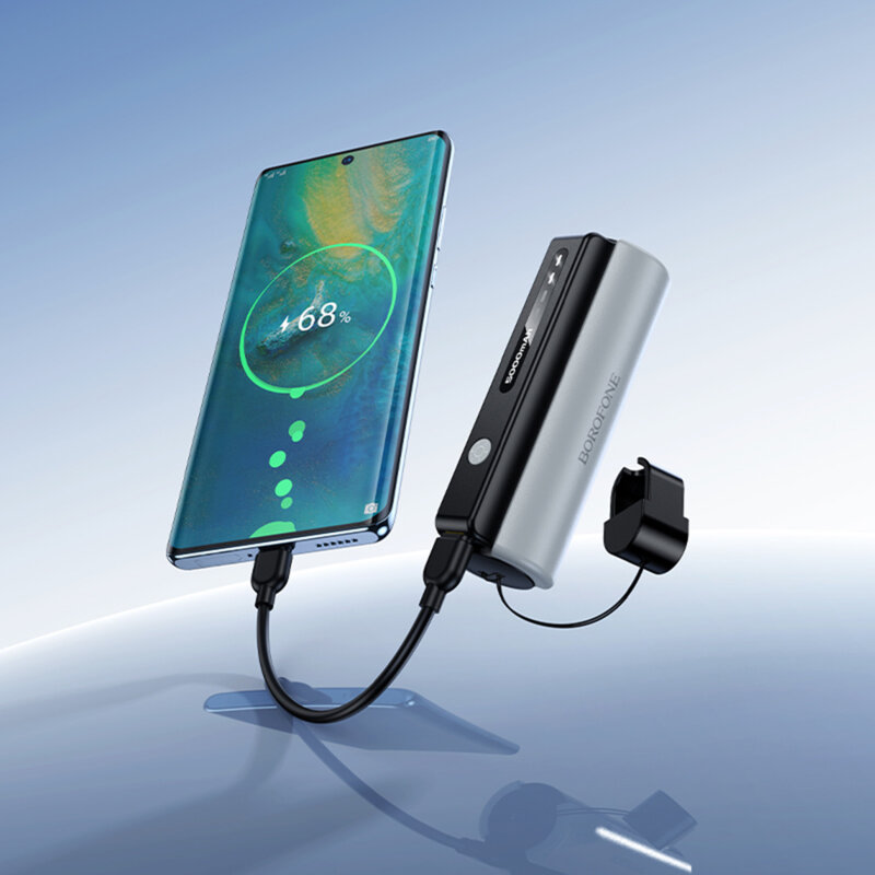 Power bank 5000mAh, cablu USB-C, lanterna, Borofone Star, BJ87