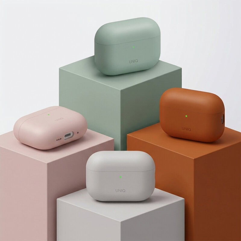 Husa AirPods Pro 3 UNIQ Lino Hybrid, verde menta