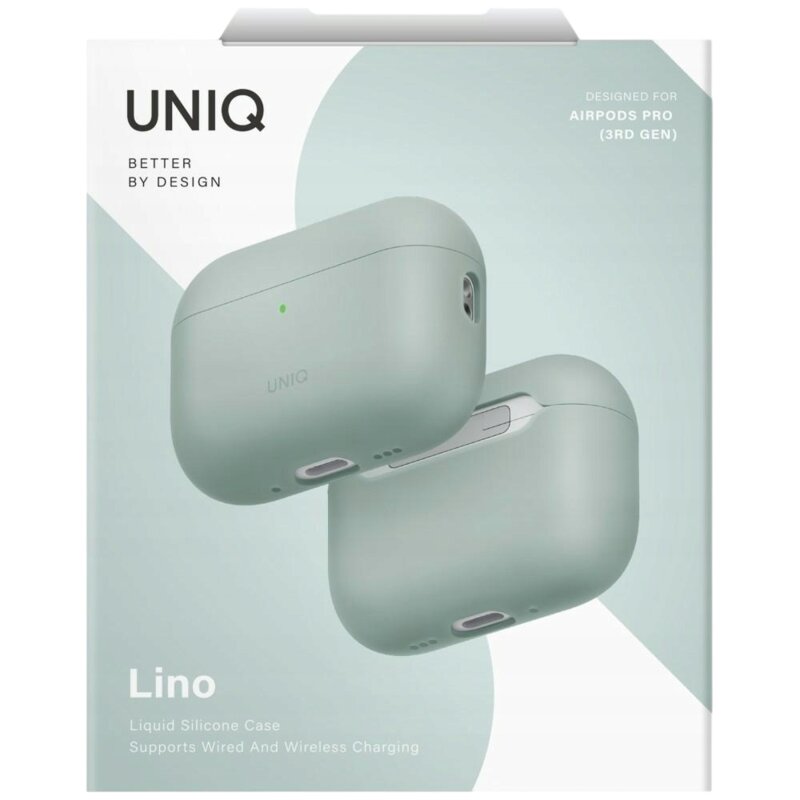 Husa AirPods Pro 3 UNIQ Lino Hybrid, verde menta