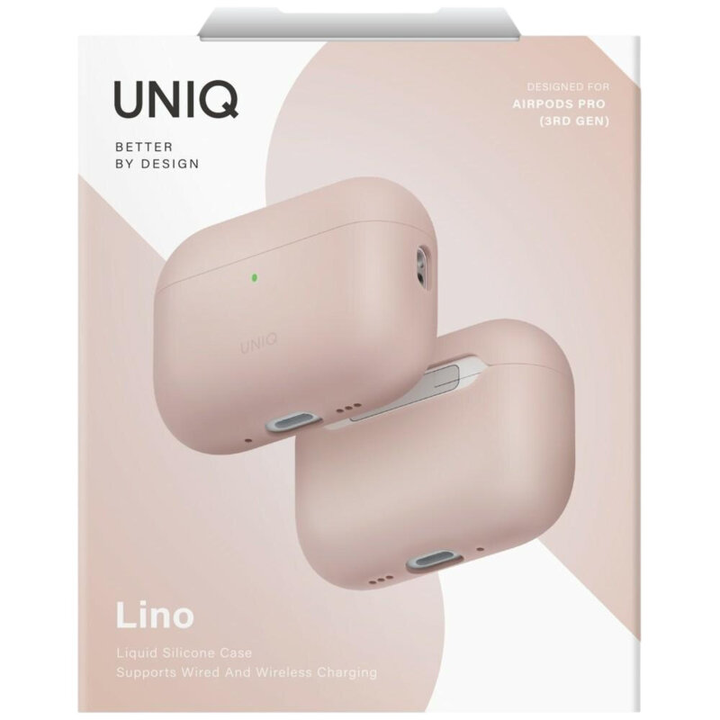Husa AirPods Pro 3 UNIQ Lino Hybrid, roz pudra