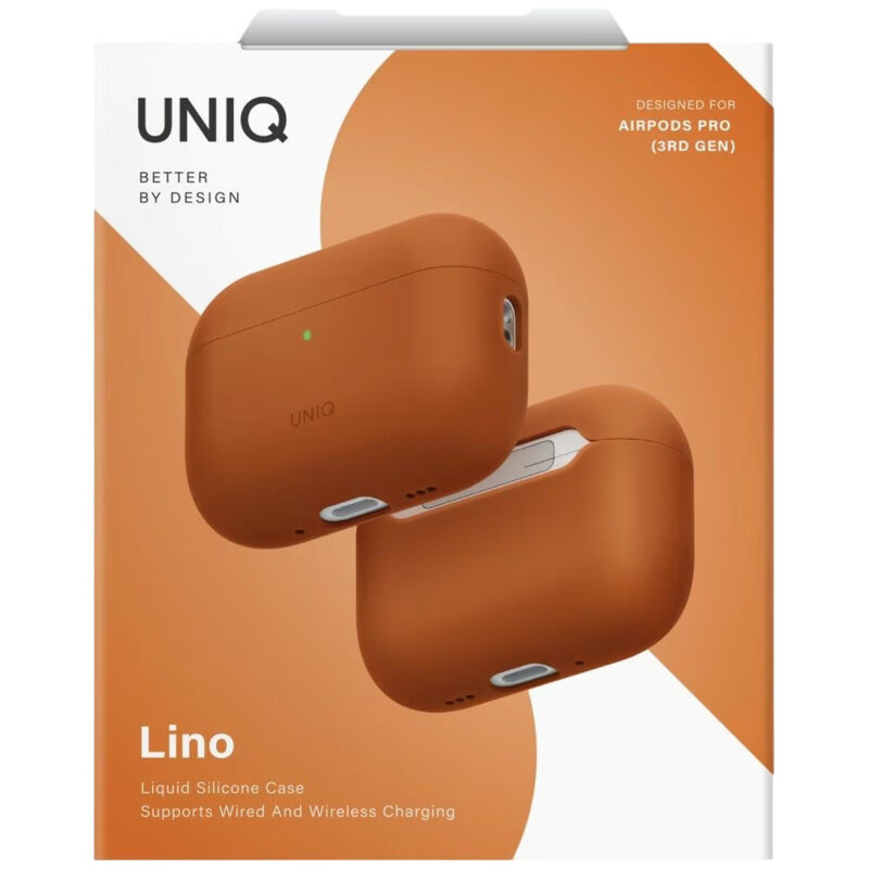 Husa AirPods Pro 3 UNIQ Lino Hybrid, oranj
