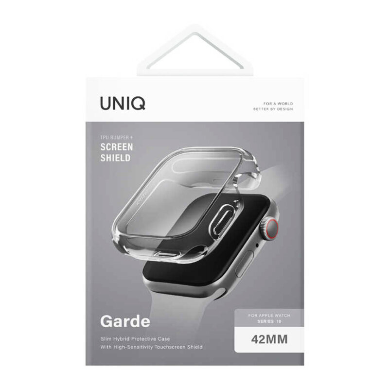 Carcasa Apple Watch 11 42mm cu protectie ecran UNIQ Garde, clear