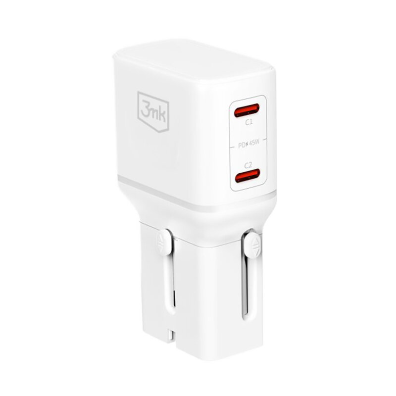 Adaptor retea 45W USB-C, 3mk incharge® Globe, alb