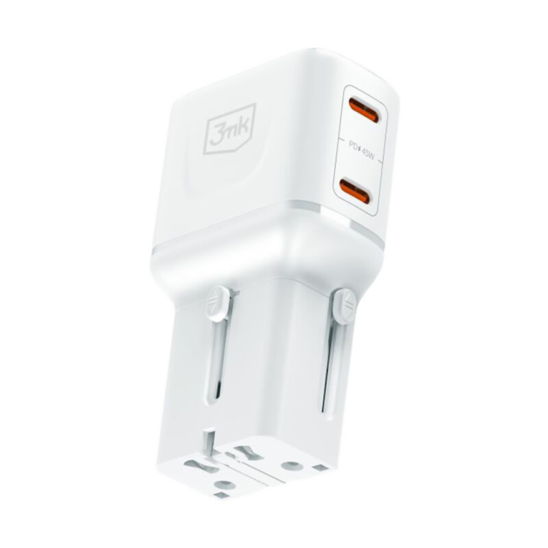 Adaptor retea 45W USB-C, 3mk incharge® Globe, alb