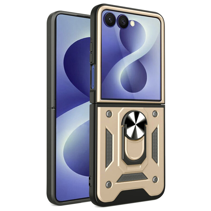 Husa Samsung Galaxy Z Flip8 protectie camera Techsuit CamShield Series, auriu
