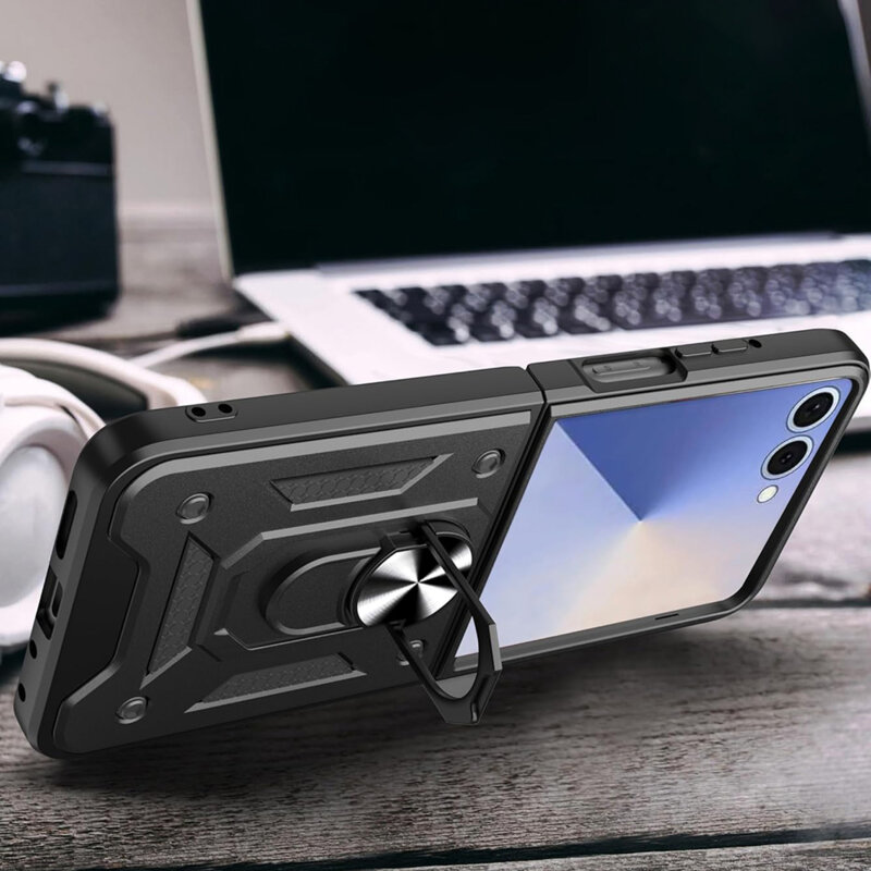 Husa Samsung Galaxy Z Flip8 protectie camera Techsuit CamShield Series, albastru