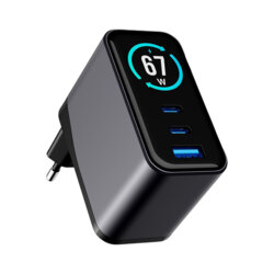 Incarcator priza cu ecran TFT 67W, 3mk incharge® Lumin, negru