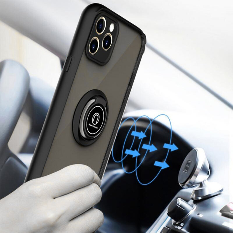 Husa iPhone 18 Pro Techsuit Glinth cu inel suport stand magnetic, negru
