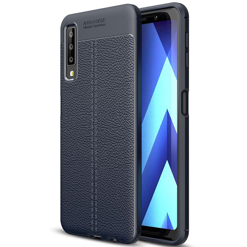 Husa Samsung Galaxy A7 2018 TPU Litchi Autofocus Pattern - Albastru