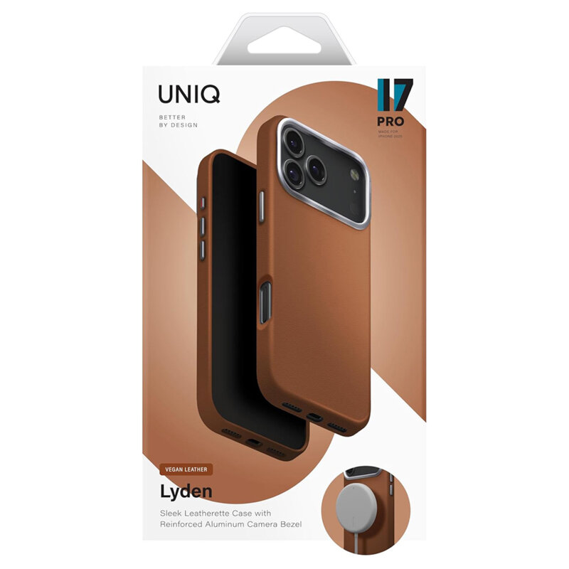 Husa iPhone 17 Pro UNIQ Lyden Leatherette, maro