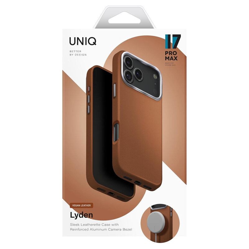 Husa iPhone 17 Pro Max UNIQ Lyden Leatherette MagClick, maro