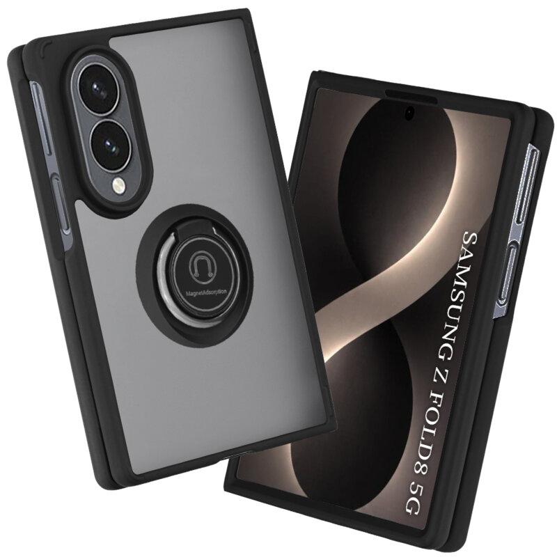 Husa Samsung Galaxy Z Fold8 Techsuit Glinth cu inel suport stand magnetic, negru