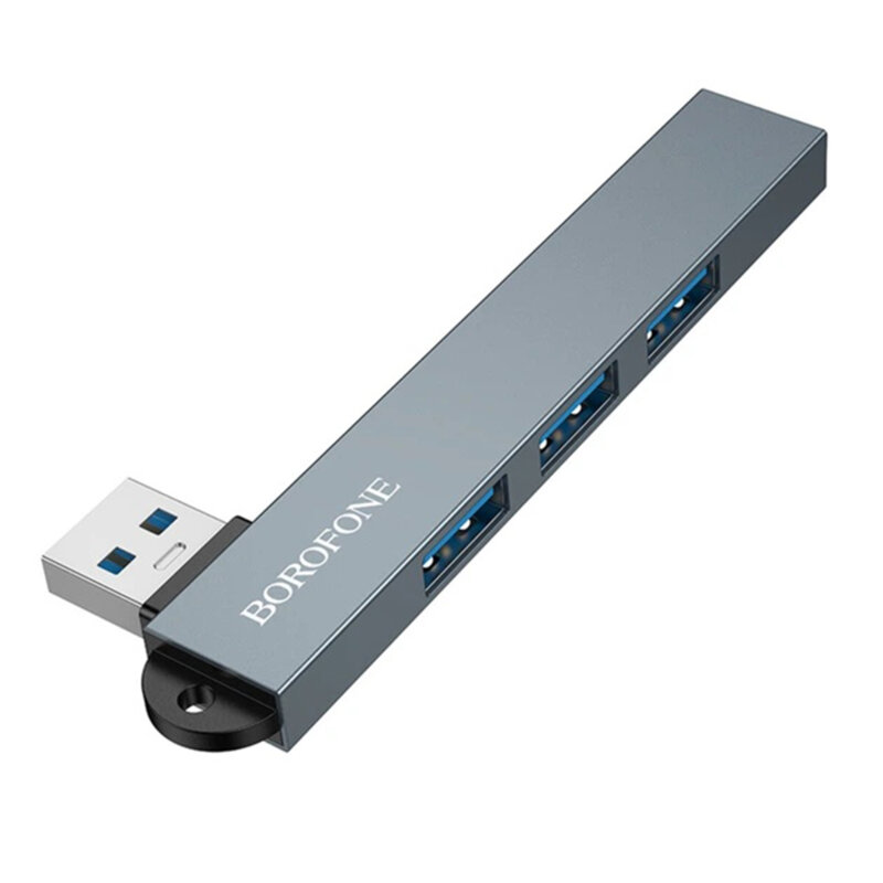 Hub USB 4 in 1, 3x USB 2.0, 1x USB 3.0, Borofone FH1, gri