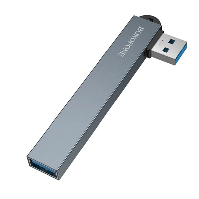 Hub USB 4 in 1, 3x USB 2.0, 1x USB 3.0, Borofone FH1, gri