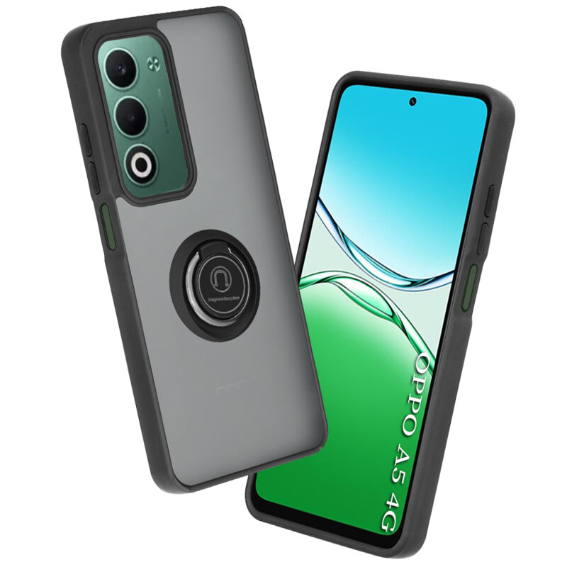 Husa Oppo A5m 4G Techsuit Glinth cu inel suport stand magnetic, negru