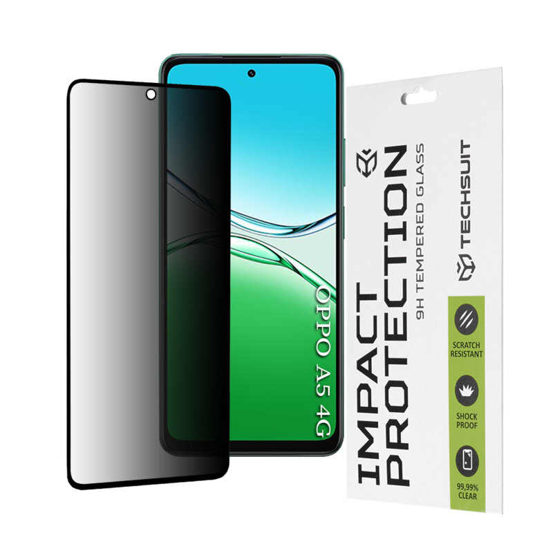 Folie sticla Oppo A5m 4G Techsuit 111D Privacy Full Glue, negru