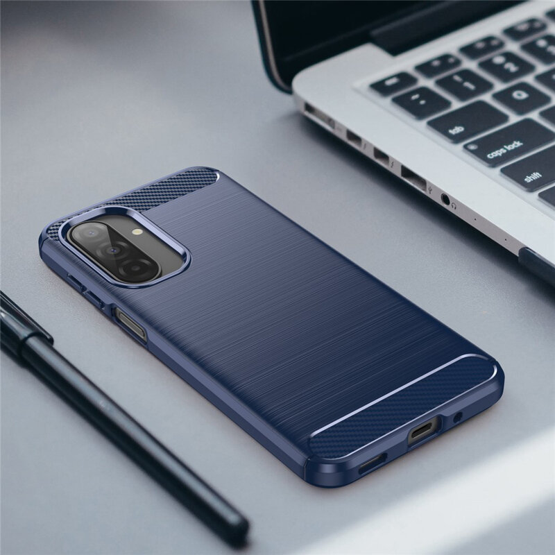 Husa Samsung Galaxy A18 Techsuit Carbon Silicone, albastru