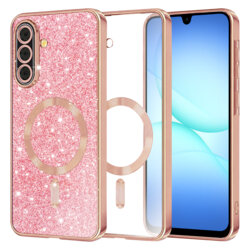 Husa premium Samsung Galaxy A18 5G Techsuit Luxury Glitter MagSafe, roz auriu