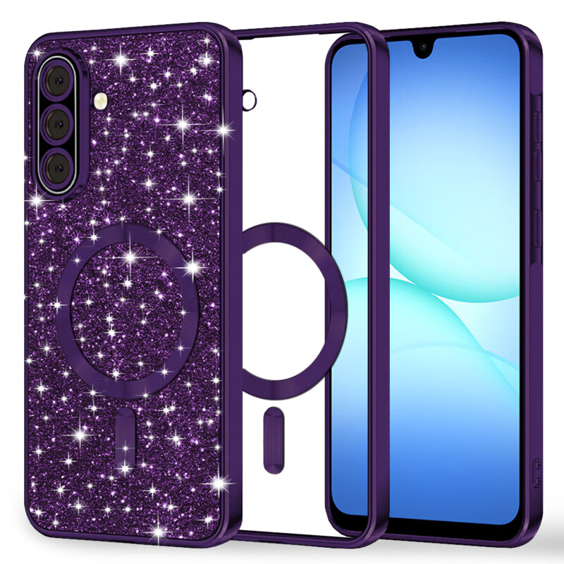Husa premium Samsung Galaxy A18 Techsuit Luxury Glitter MagSafe, mov
