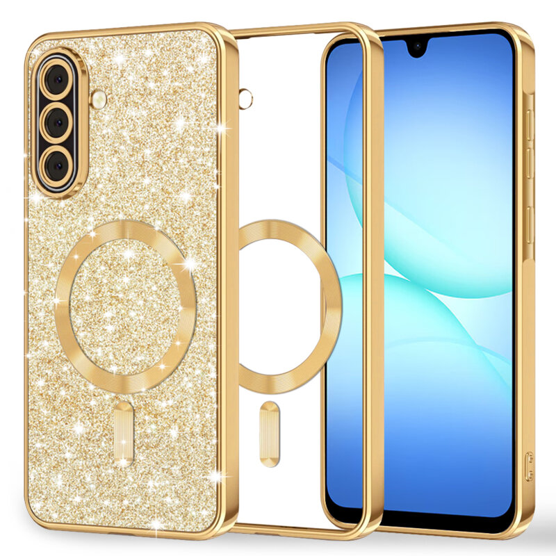 Husa premium Samsung Galaxy A18 5G Techsuit Luxury Glitter MagSafe, auriu