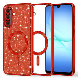Husa premium Samsung Galaxy A18 Techsuit Luxury Glitter MagSafe, rosu