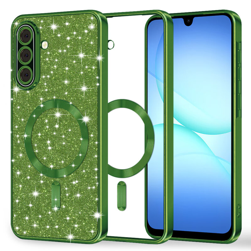 Husa premium Samsung Galaxy A18 Techsuit Luxury Glitter MagSafe, verde