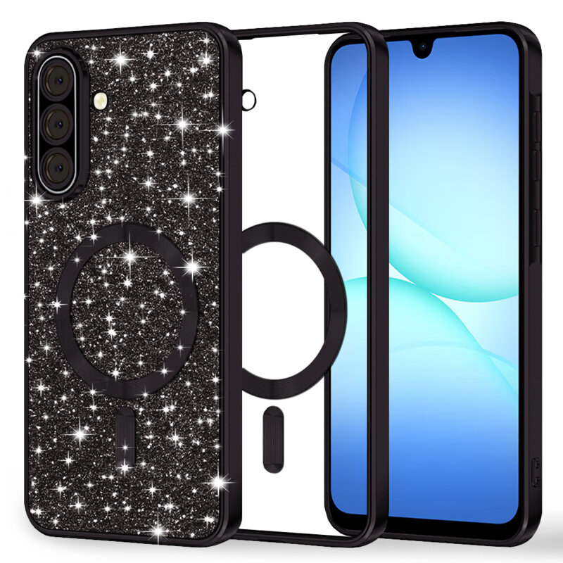 Husa premium Samsung Galaxy A18 5G Techsuit Luxury Glitter MagSafe, negru