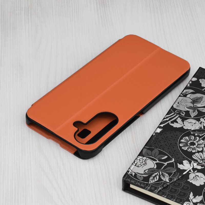Husa Samsung Galaxy A18 Eco Leather View flip tip carte, portocaliu