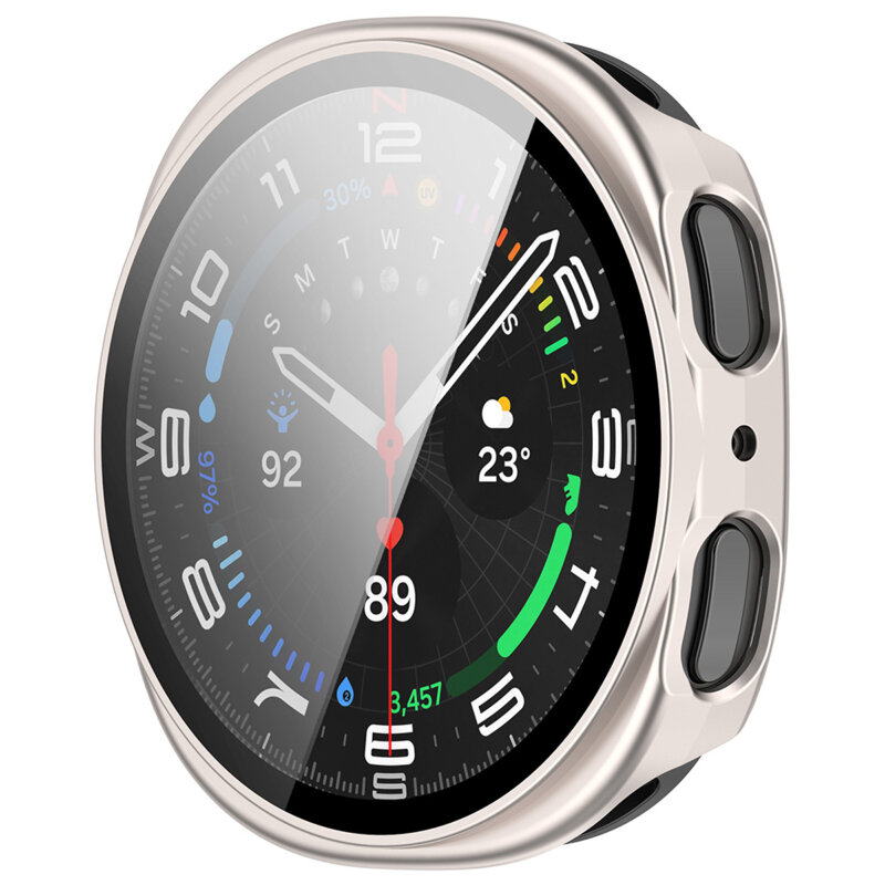 [Pachet 360°] Husa + folie Samsung Galaxy Watch9 44mm Techsuit Defense, metalic