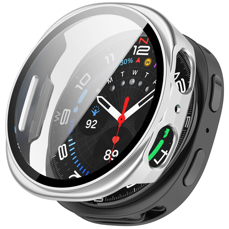 [Pachet 360°] Husa + folie Samsung Galaxy Watch9 40mm Techsuit Defense, gri