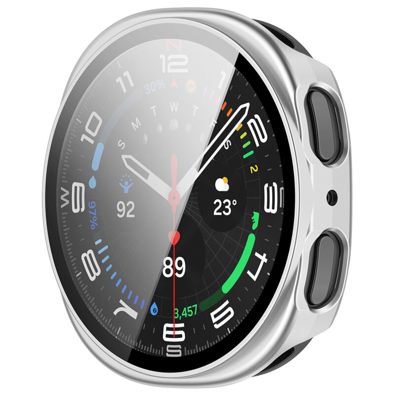 [Pachet 360°] Husa + folie Samsung Galaxy Watch9 40mm Techsuit Defense, gri