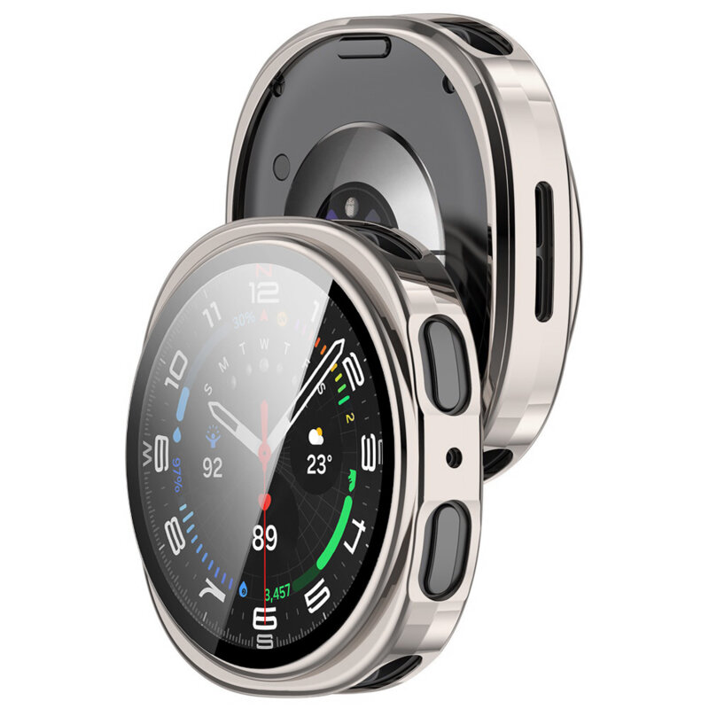[Pachet 360°] Husa + folie Samsung Galaxy Watch9 40mm Techsuit Defense, metalic