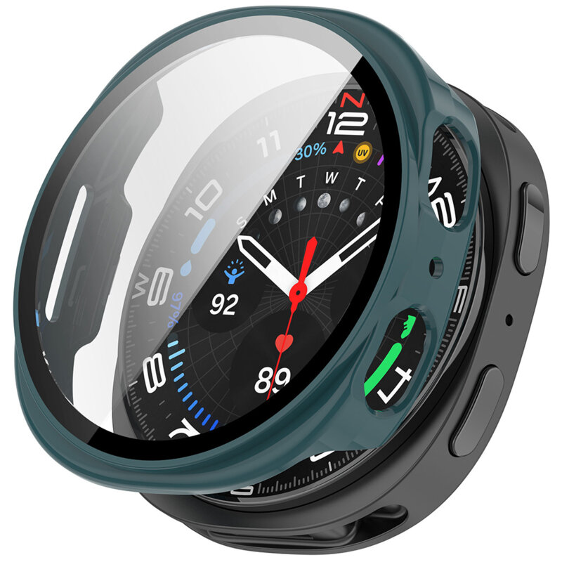 [Pachet 360°] Husa + folie Samsung Galaxy Watch9 40mm Techsuit Defense, verde inchis