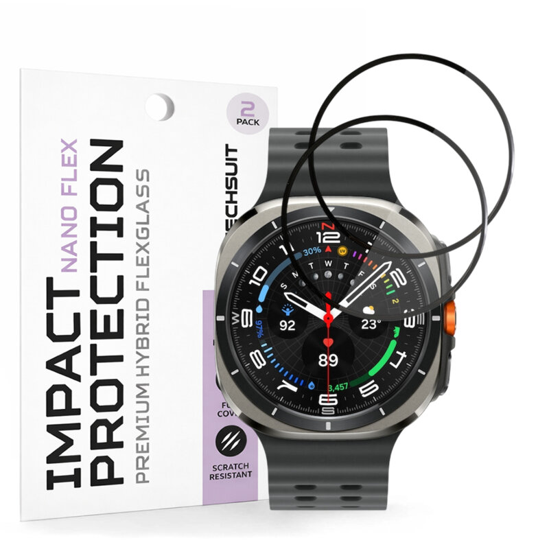 [Pachet 2x] Folie Samsung Galaxy Watch Ultra 2 Techsuit Nano Flex, negru