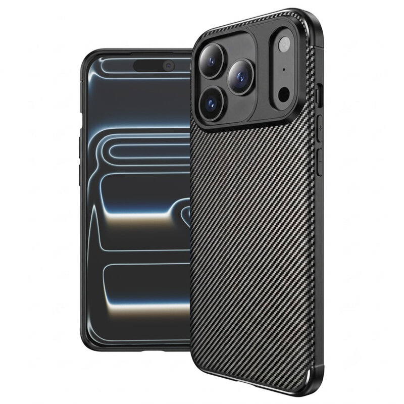 Husa iPhone 17 Pro Techsuit CarbonFiber, negru