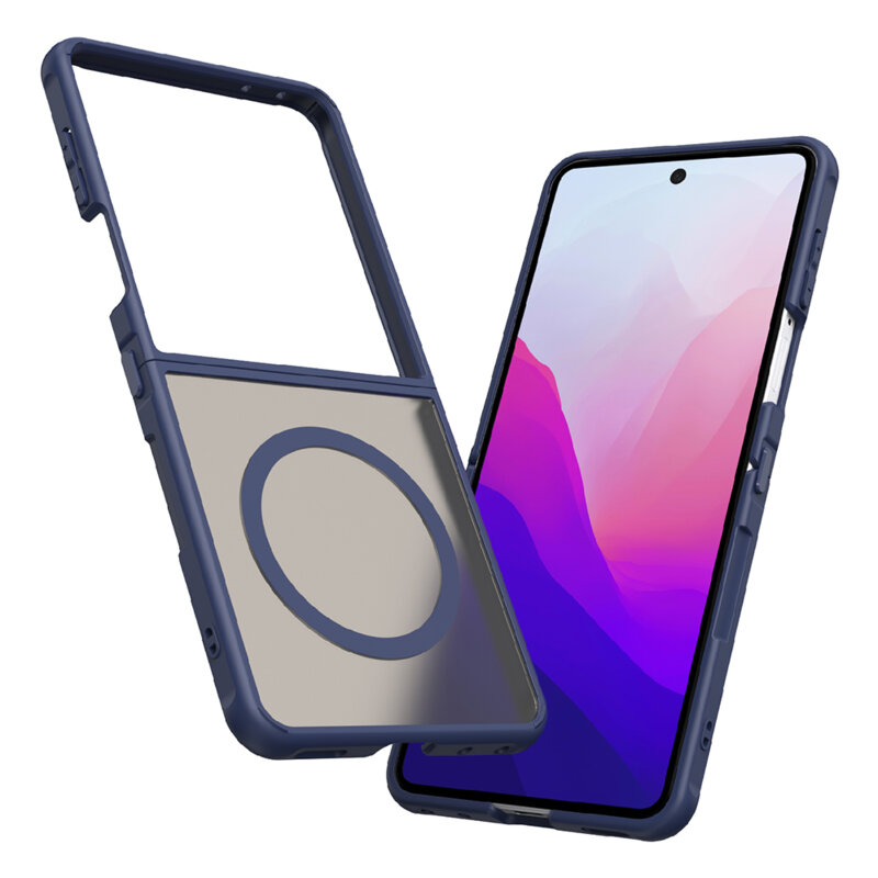 Husa Samsung Galaxy Z Flip8 Techsuit HaloFrost II MagSafe, bleumarin