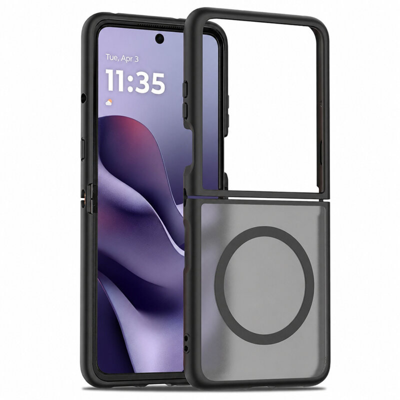 Husa Motorola Razr 70 Ultra Techsuit PureFrost MagSafe, negru frost