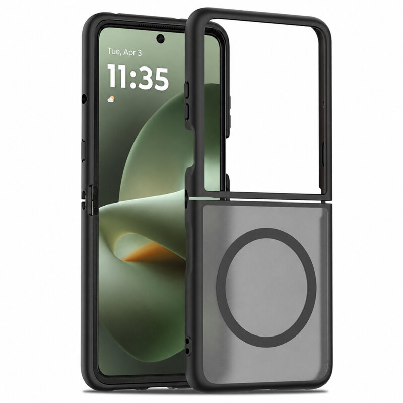 Husa Motorola Razr 70 Plus Techsuit PureFrost MagSafe, negru frost