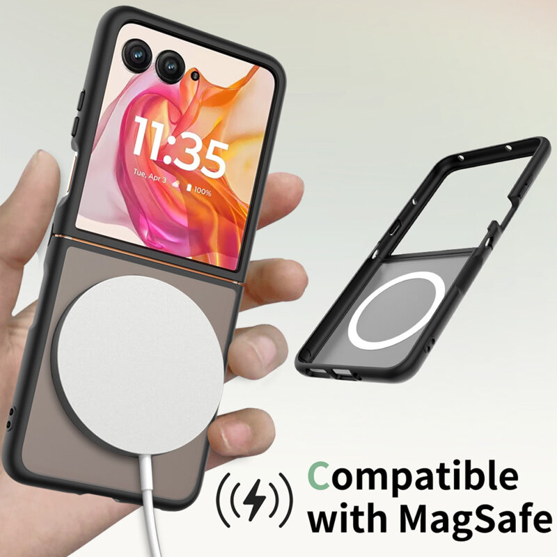 Husa Motorola Razr 70 Plus Techsuit PureFrost MagSafe, negru frost