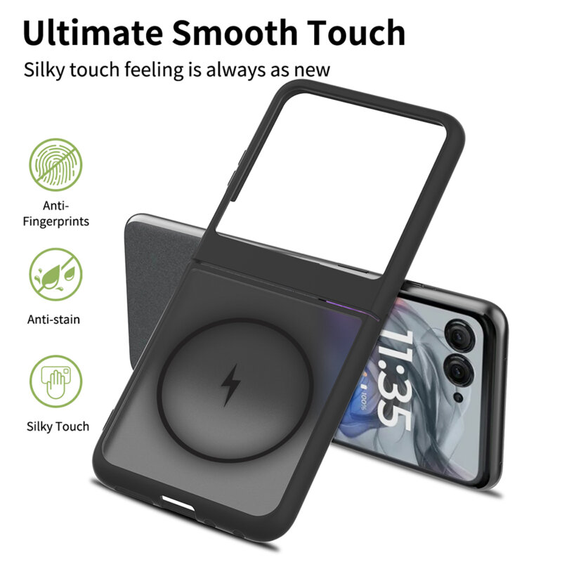 Husa Motorola Razr 70 Plus Techsuit PureFrost MagSafe, negru frost