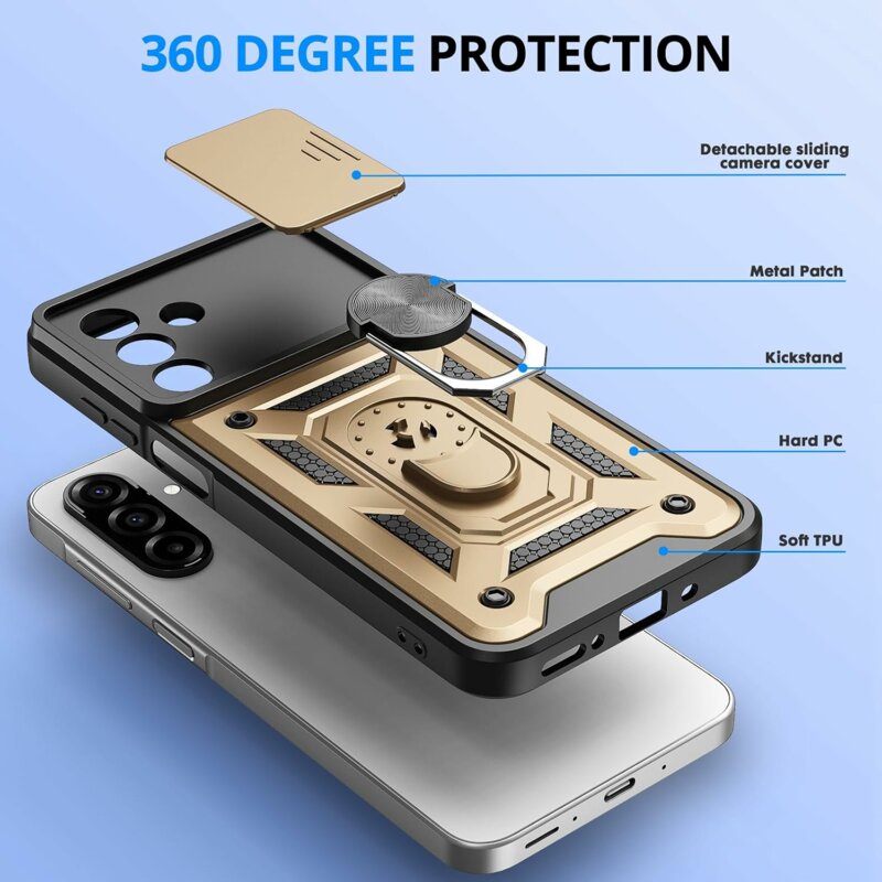 Husa Samsung Galaxy F17 protectie camera Techsuit CamShield Series, auriu