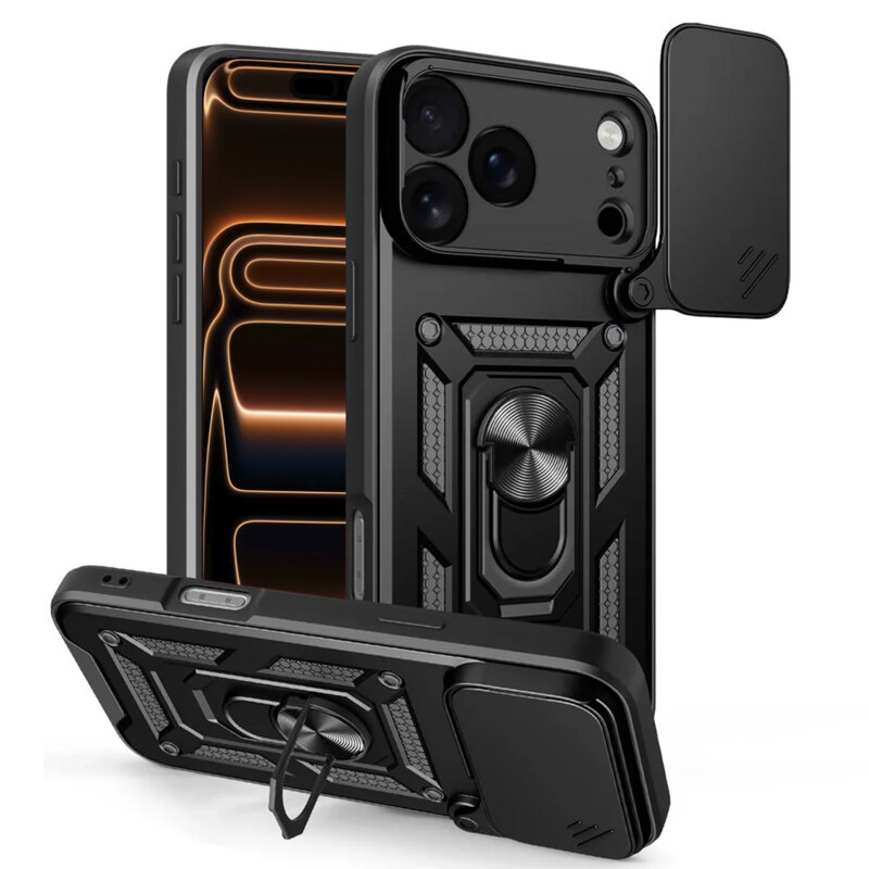 Husa iPhone 17 Pro Max protectie camera Techsuit CamShield Series, negru