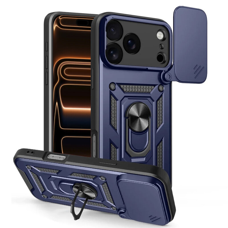 Husa iPhone 17 Pro Max protectie camera Techsuit CamShield Series, albastru