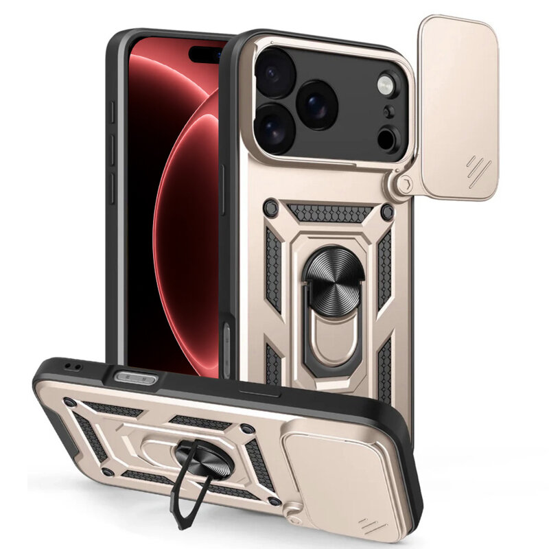 Husa iPhone 18 Pro protectie camera Techsuit CamShield Series, auriu